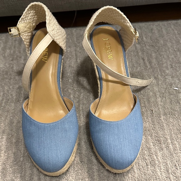 J. Crew Blue and Cream Espadrille Wedges - Picture 2 of 7